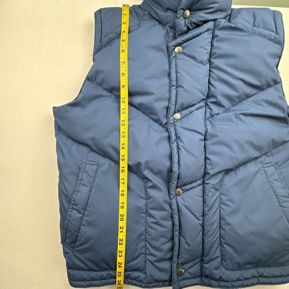 VTG St Johns Bay Mens Down Puffer Vest Size Large Blue Quilted Down Insulated - Picture 3 of 16